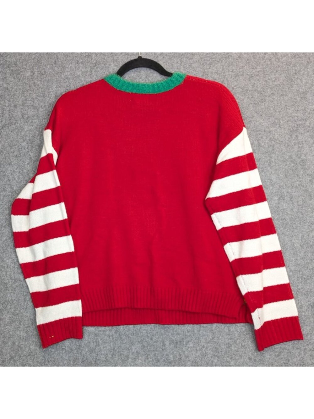 Meowy Christmas Womens Size Medium Ugly Christmas Sweater Cat Red White Stripes - Picture 5 of 6